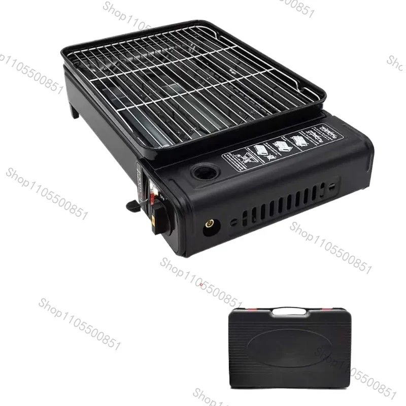 Portable Camping Barbecue Grill Outdoor Butane Gas Stove Smokeless Meat Grill Home Use(No gas))