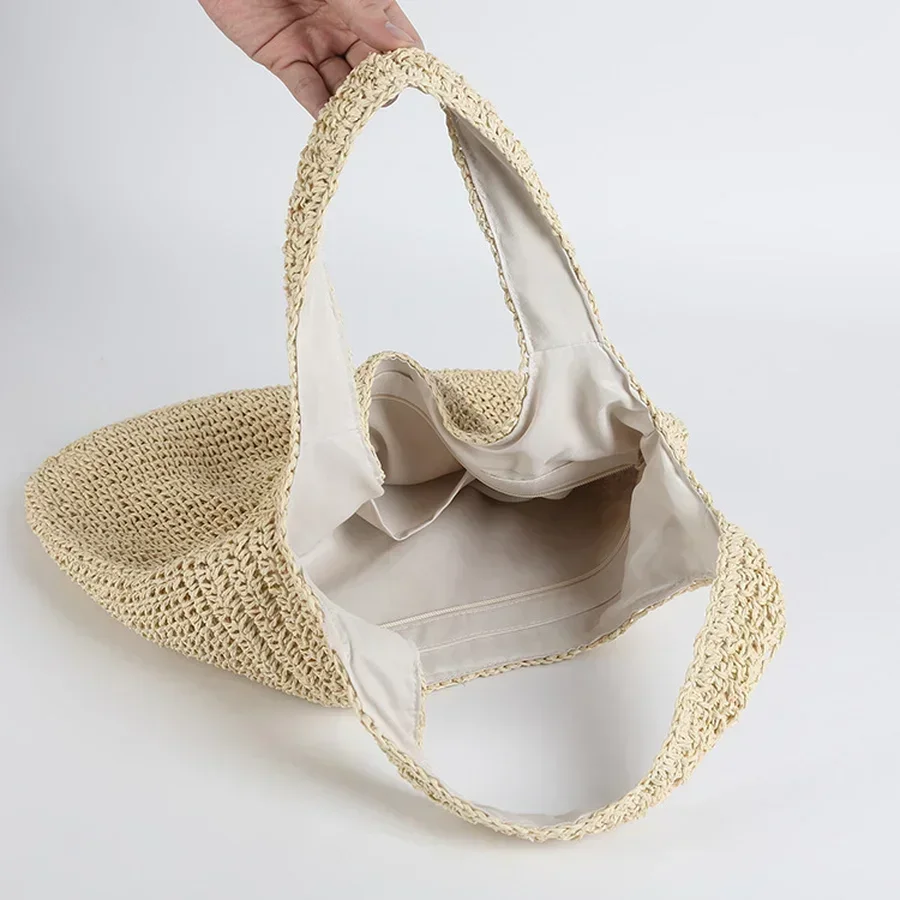 XXXXX-Bolso de hombro de ratán tejido para mujer, bandolera femenina de gran capacidad, para playa y verano, 2023