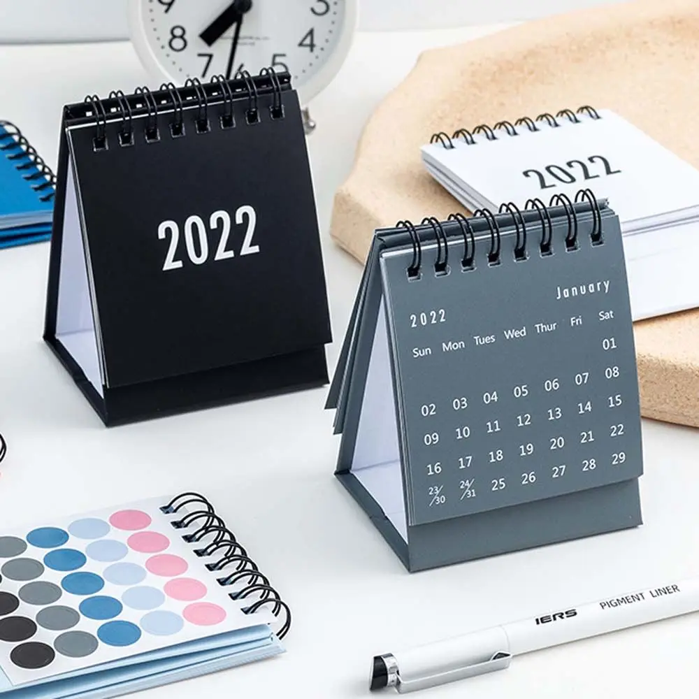 Color Timetable Organizer Office Supplies Planner Table Simple Coil Calendar Daily Schedule Desktop Calendar 2022 Calendar