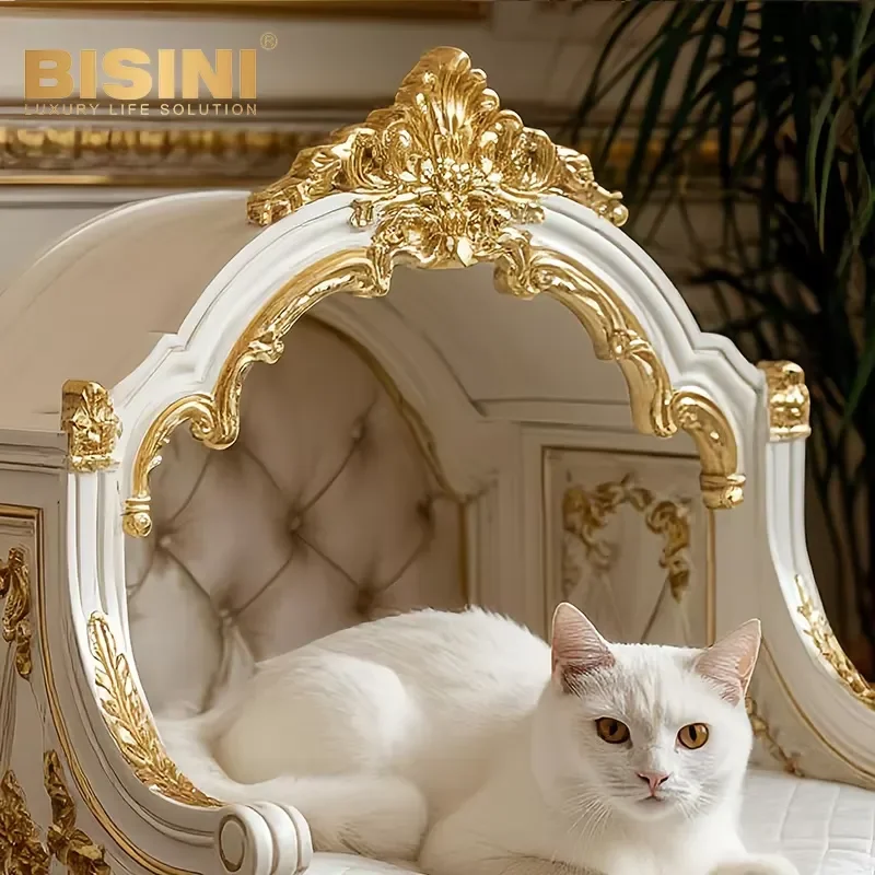 Cat Castle Villa Luxury French Solid Wood Cat Bed Dog House Indoor Pet Nest Small Dog House Dog Nest Sofa