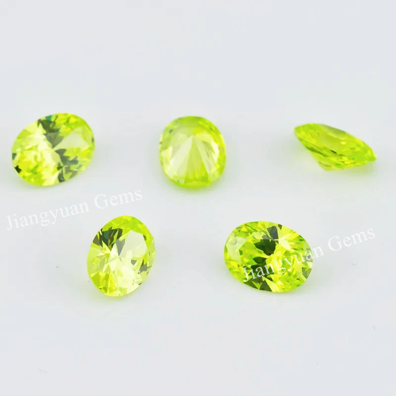 Größe 3x5mm~10x12mm 5A Zirkon Ovaler Schliff Apfelgrüner Kubischer Zirkonia Stein Loser CZ Synthetischer Edelstein für Schmuckherstellung – Detail 5