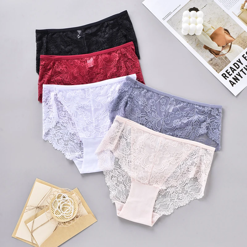 Plus Size Women's Underwear,High Waist Solid Color Women's Panties,Breathable Women's Underwear,Lace Sexy Women's Lingerie image 3