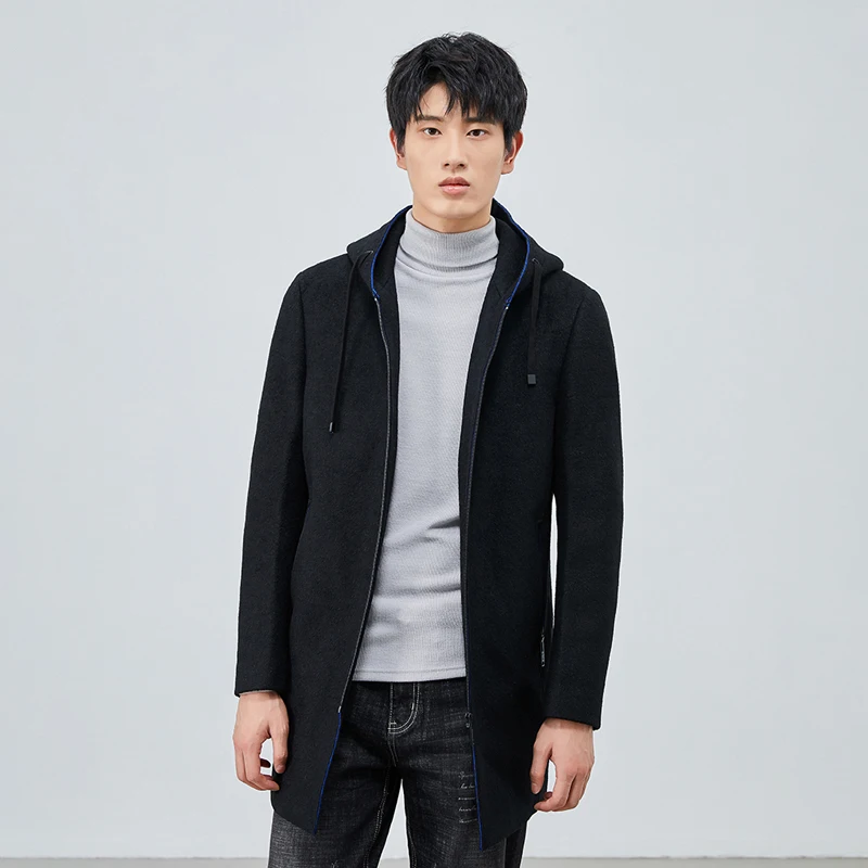 

Модное универсальное мужское шерстяное пальто 34, хлопковое пальто средней длины, простой дизайн, зимнее деловое повседневное пальто на молнии