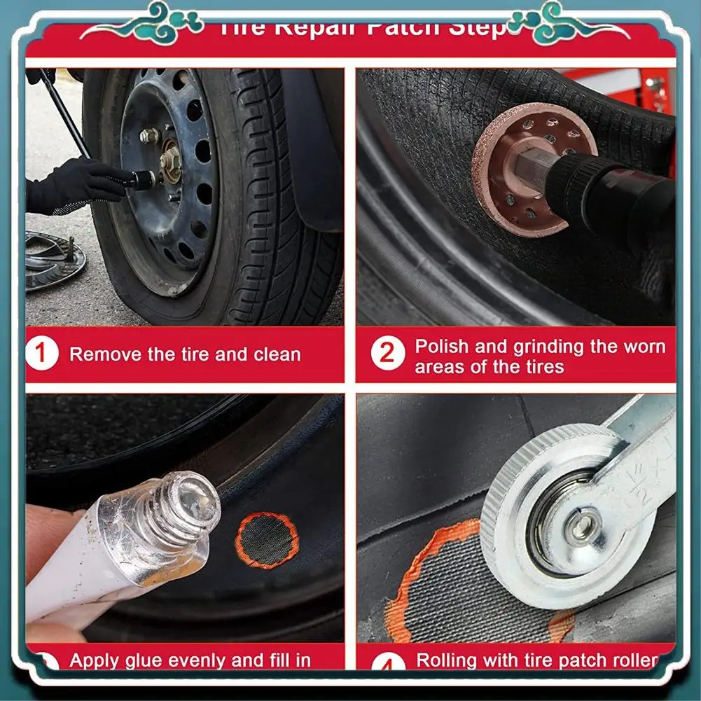 

Набор ABTU-1 для ремонта шин, резиновые клеи, ролик для заплаты шин с ремонтом колес, шлифовальная головка, полировальный круг (42 мм)