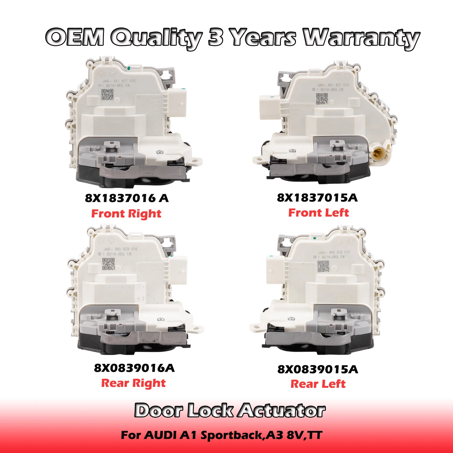 8X1837016B,8X1837015B,8X0839016B,8X0839015B OEM Front Rear Left Right Door Lock Actuator For AUDI A1 Sportback,A3 8V,TT