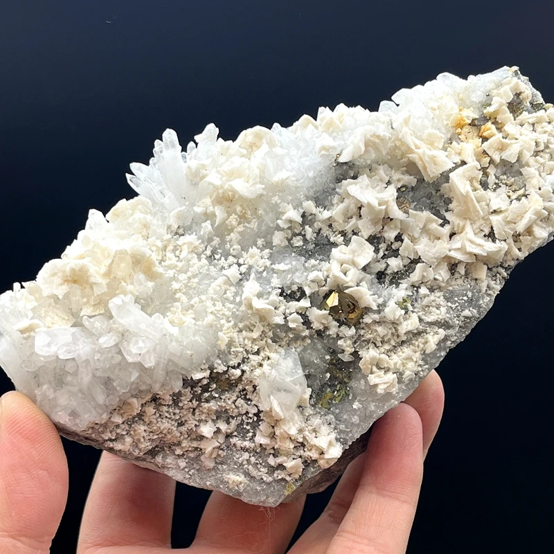 100% Natural Crystal Cluster Pyrite & Calcite Mineral Specimen Furniture Decor Meditation Energy Healing Stone