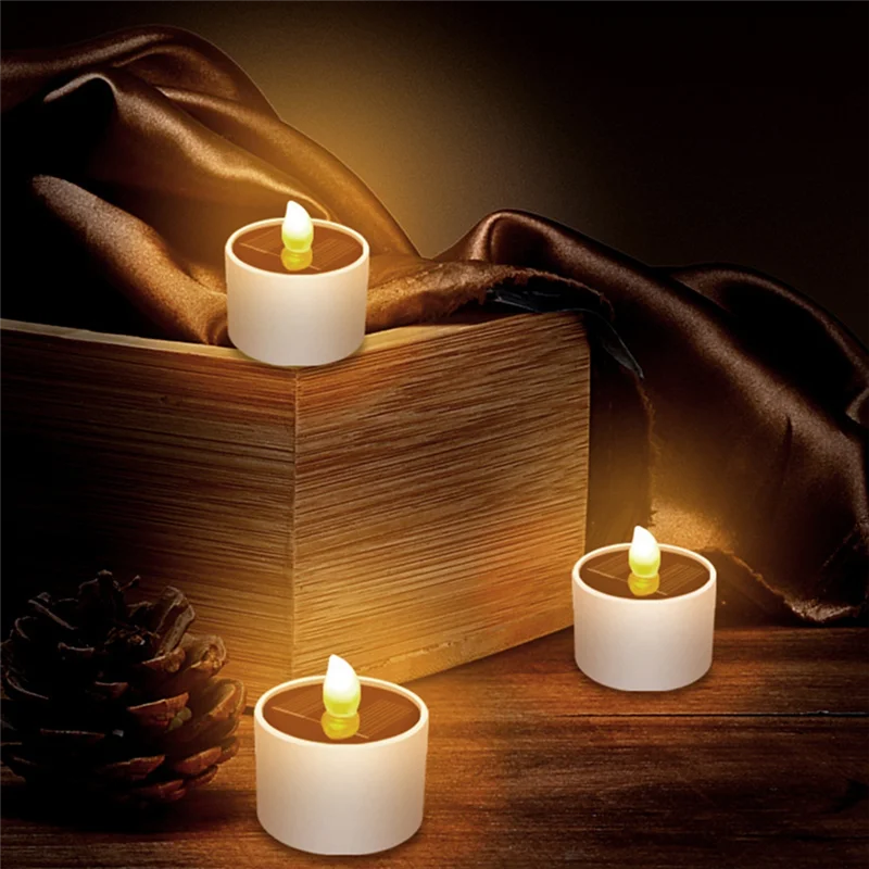 AF90-6PCS Candele ad energia solare resistenti alle intemperie Candele solari senza fiamma Candele solari a LED Luci senza fiamma per campeggio in giardino