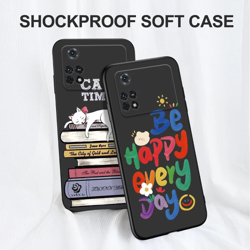 For POCO M4 Pro 4G Case For Xiaomi POCO M4 Pro 4G Cover POCO M4Pro 4G black tpu case cute lovely pattern