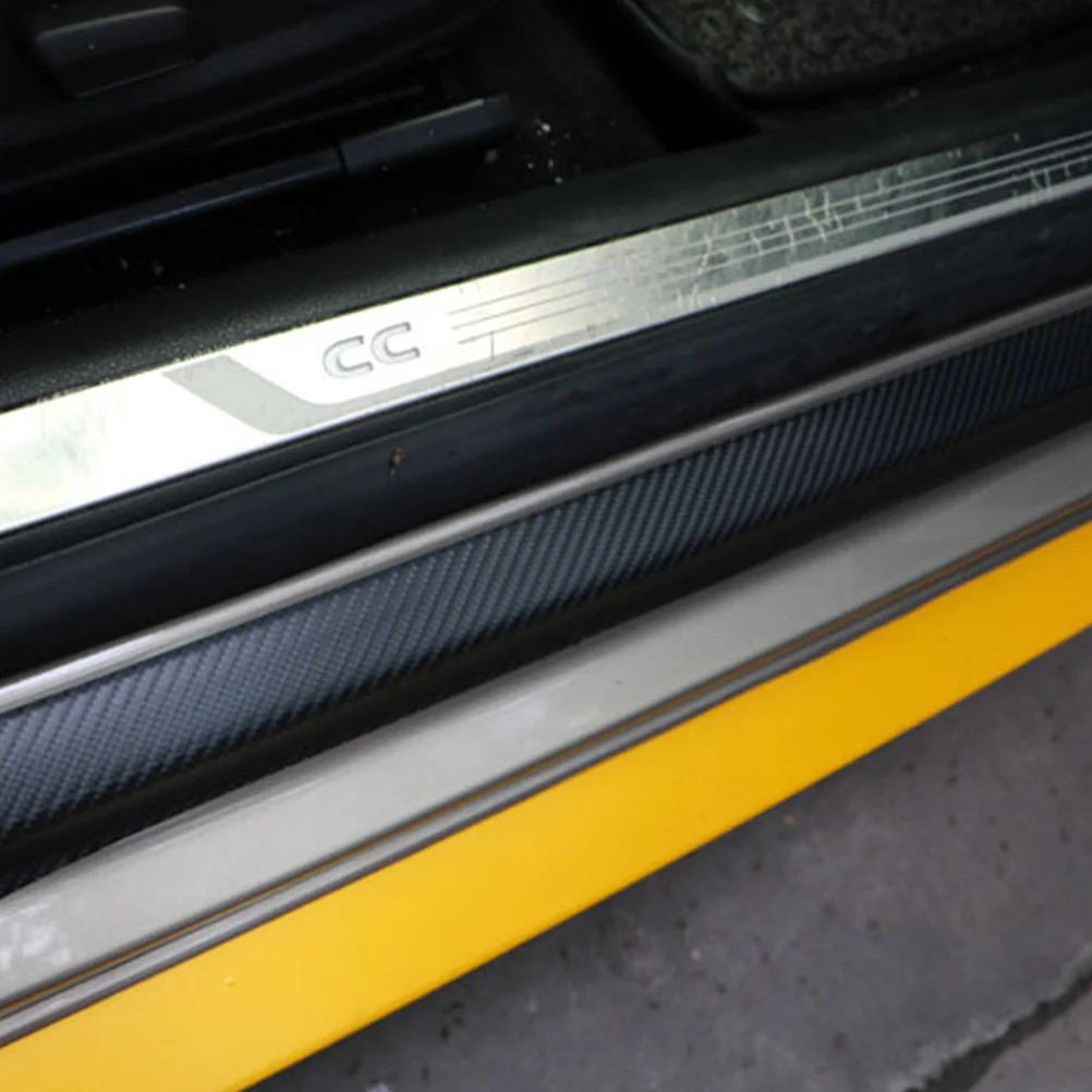 Universal Car Door Sill Protector, Carbon Fiber Sticker, Placa da porta, Scuff Scratch Protection Cover, Auto Styling Acessórios, 4pcs