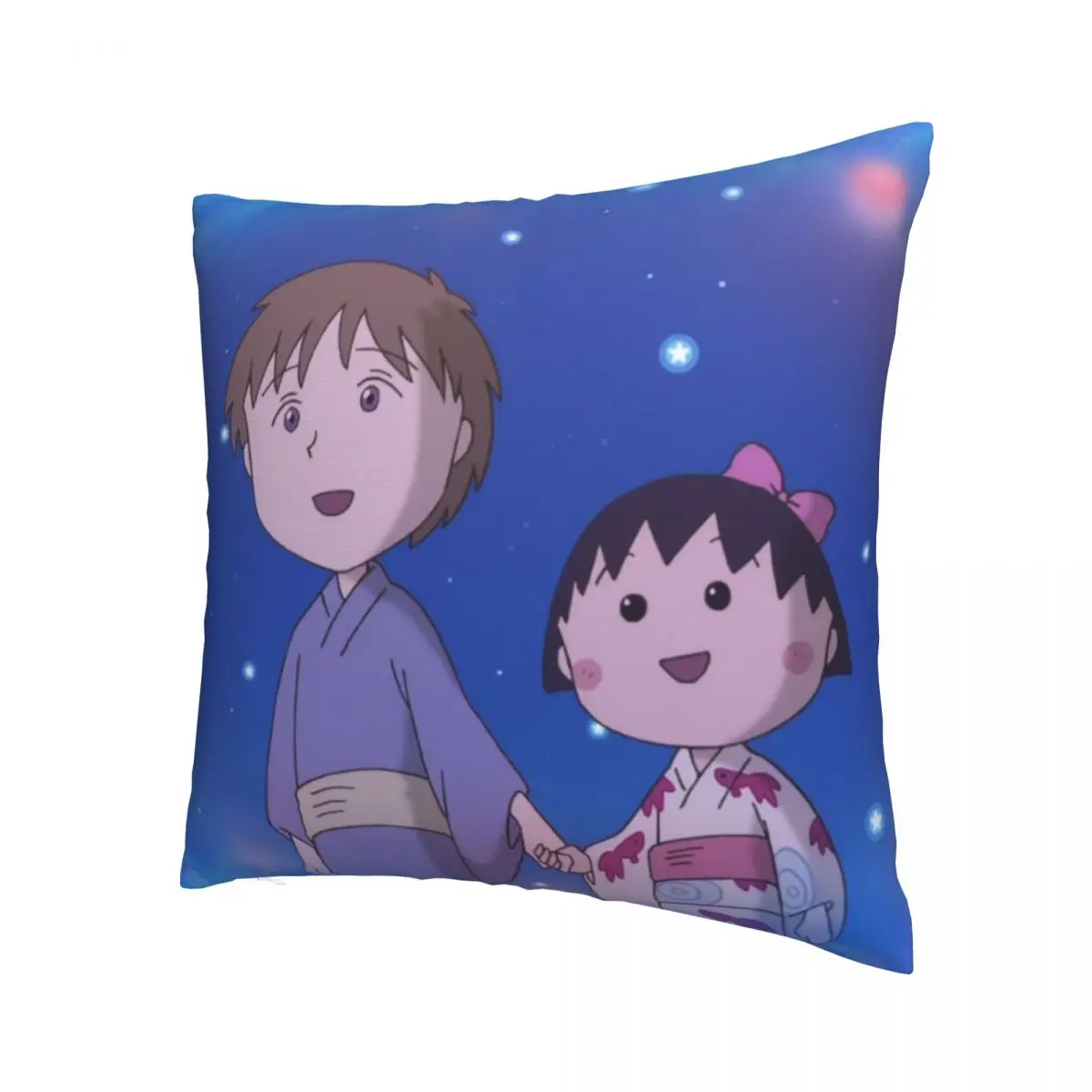 Chibi Maruko Chan Pillowcase Cushion Cover Decoration Plaid Cute Girl Throw Pillow Case Cover Home Drop Shipping 40X40cm