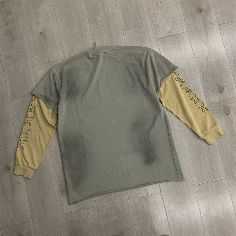 Washed DUAA Divine LS Long Sleeved T-shirt For Men Women Woolen loop long sleeved embroidery hot stamping Tops Tee T Shirt