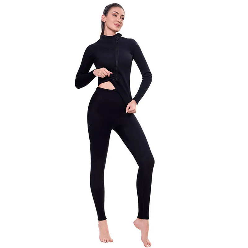 1.5mm Premium Diving Suit for Men Women Wetwuit Pants Split Body Jacket Pants Neoprene Swimwear Keep Warm Black