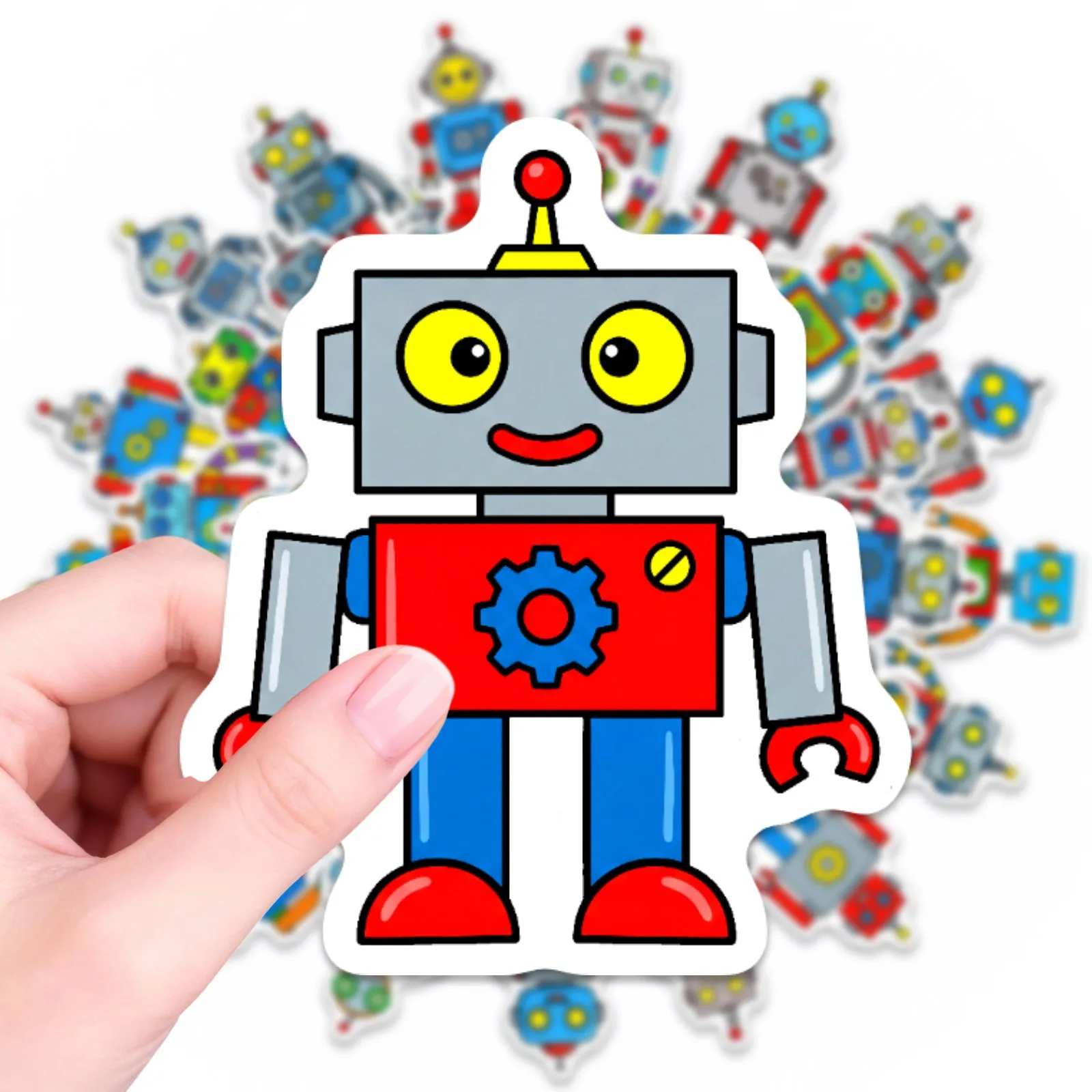 50/100Pcs Colorful Cartoon Robot Stickers Eco-Friendly Waterproof for Phone Stationery Box Storage Box Drawer Helmet Skate Decal view 3