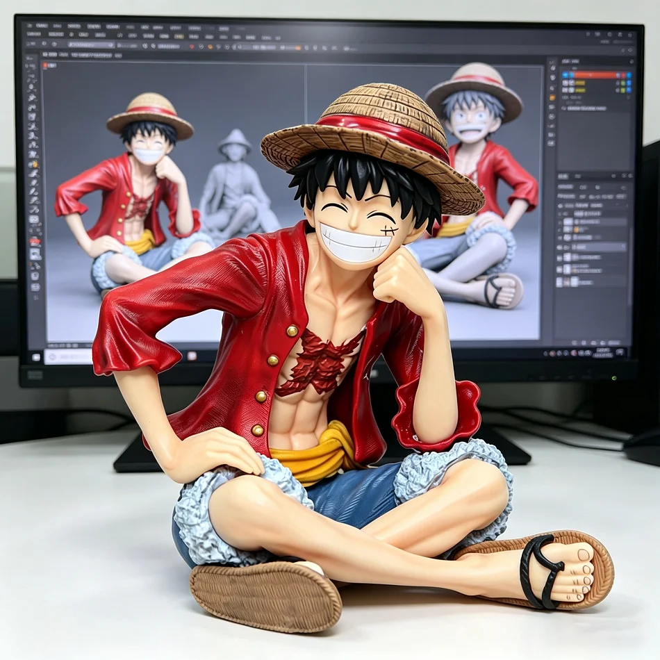 Anime One Piece Monkey D. Luffy PVC-Actionfiguren Modell Anime Cartoon Modellspielzeug für Weihnachtsgeschenk Geburtstagsgeschenk Ornament 13CM