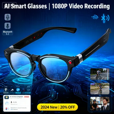 نظارات W610 AI يمكن ارتداؤها - كاميرا 8 ميجابكسل مع تسجيل فيديو، بلوتوث وواي فاي، التعرف على الترجمة في الوقت الحقيقي مع نظام تحديد المواقع العالمي (GPS). #1