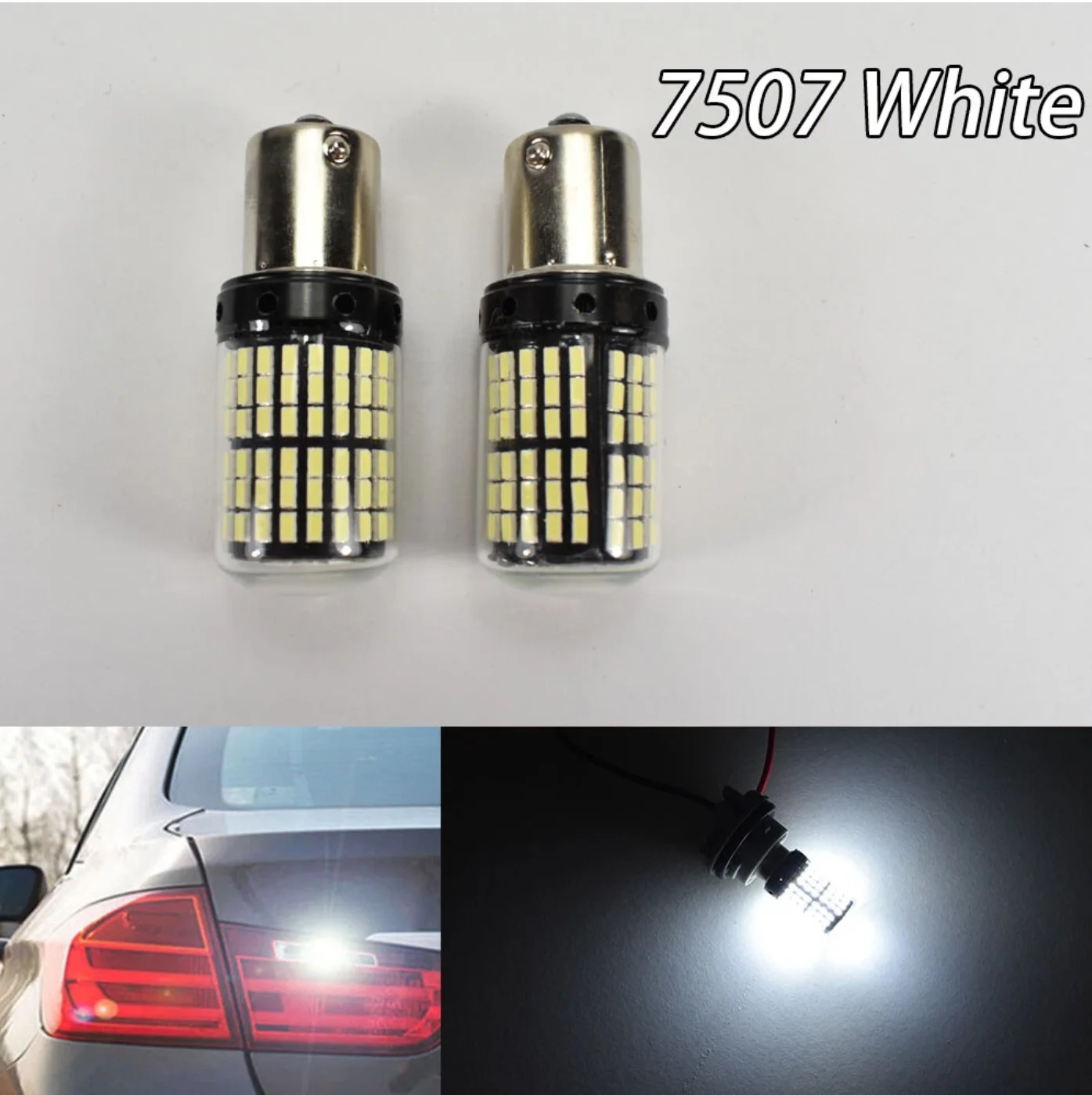 Projector White Rear Turn Signal Light BAU15S 7507 PY21W 144 SMD LED Bulb A1 LAX