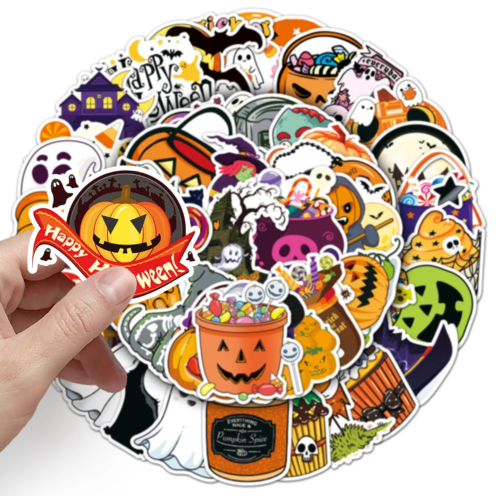 10/30/50/100PCS Funny Halloween Cartoon Stickers Decoration Cute Decals DIY Skateboard Fridge Phone Laptop Kids Graffiti Toys