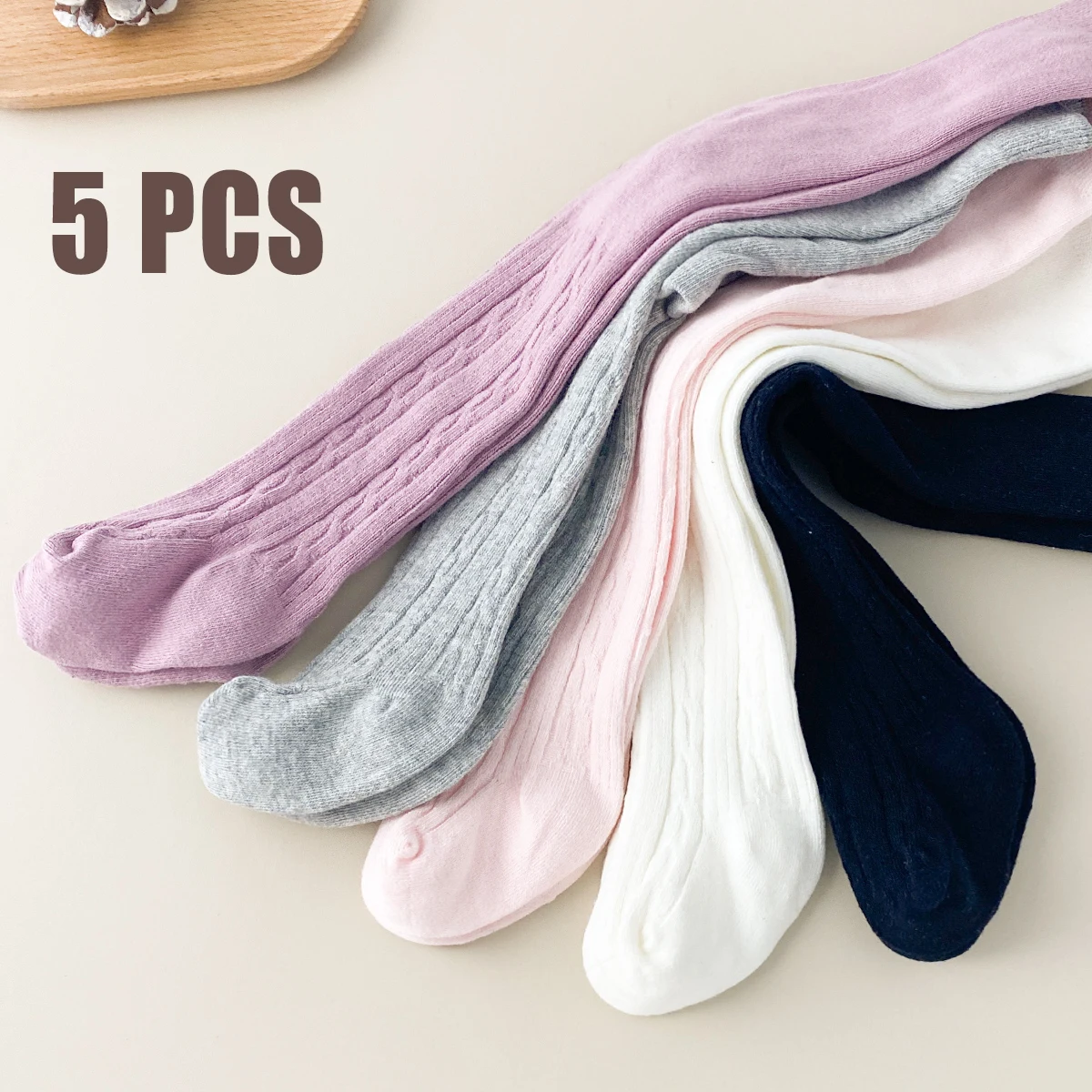 5 PCS Kids' tights Medium Thickness Soft Leggings for Baby Girl – Comfy and Stretchy Solid Color for All Seasons Solid Color