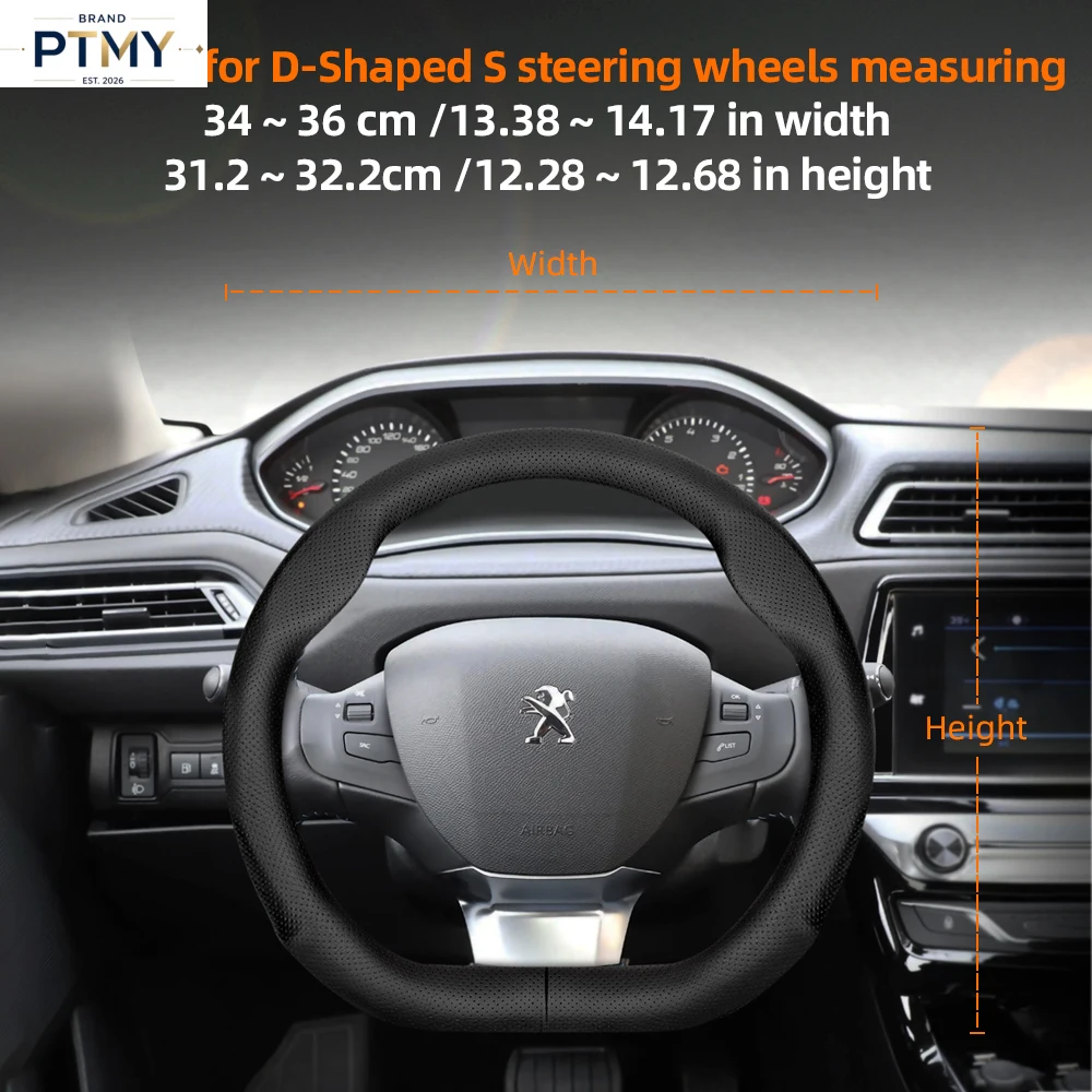 For Peugeot Steering Wheel Cover D-Shaped Ultra-Thin 308 408 508 2008 3008 e3008 RCZ Accesorios Para Auto Cars