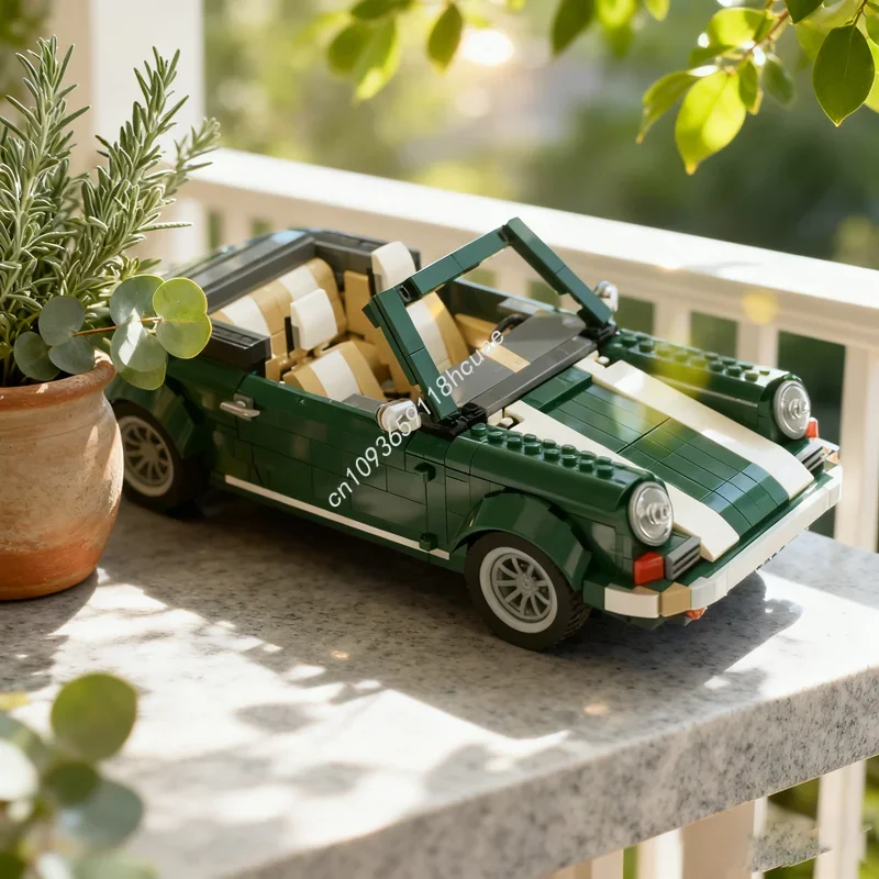 

985pcs MOC Green Porscheed Cabriolet PDF Model Building blocks Architecture Christmas gift DIY idea Brick Kids toy Birthday