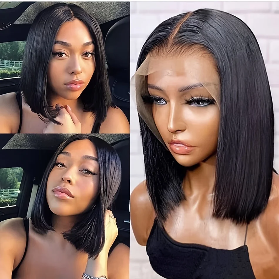 

Парик-боб из натуральных волос 13X4 с кружевной передней частью, идеально подходит для повседневной носки и особых случаев, комфортный и естественный вид.