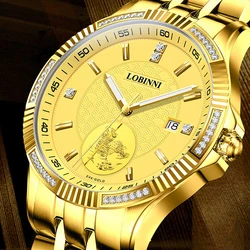 Switzerland Luxury Brand LOBINNI MIYOTA Automatic Mechanical Men's Watches Sapphire Waterproof Diamond 24K Relievo Clock L19005