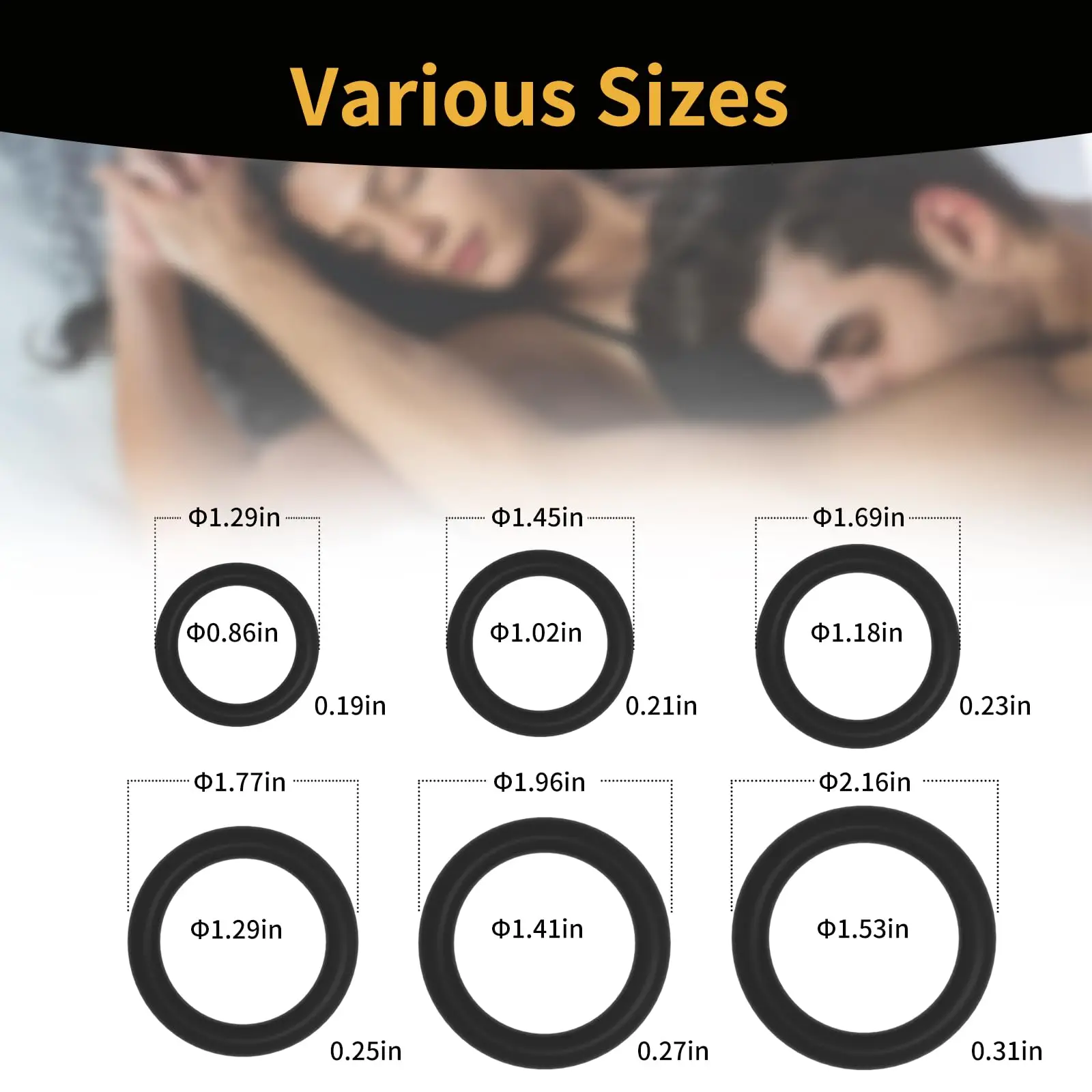 

Silicone Cock Penis Rings Set with 6 Different Sizes for Erection Enhancing, Long Lasting Stronger Strechy Adult Sex Toys for Me