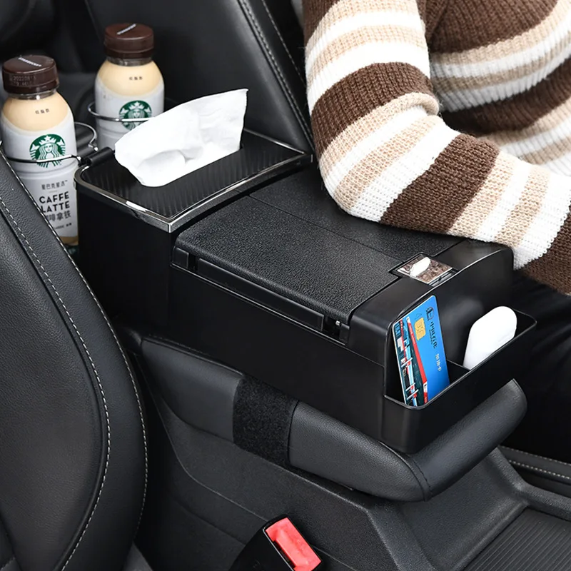 Multifunctional Car Armrest Storage Box Tissue Holder Cup Holder Universal Car Interior Organizer