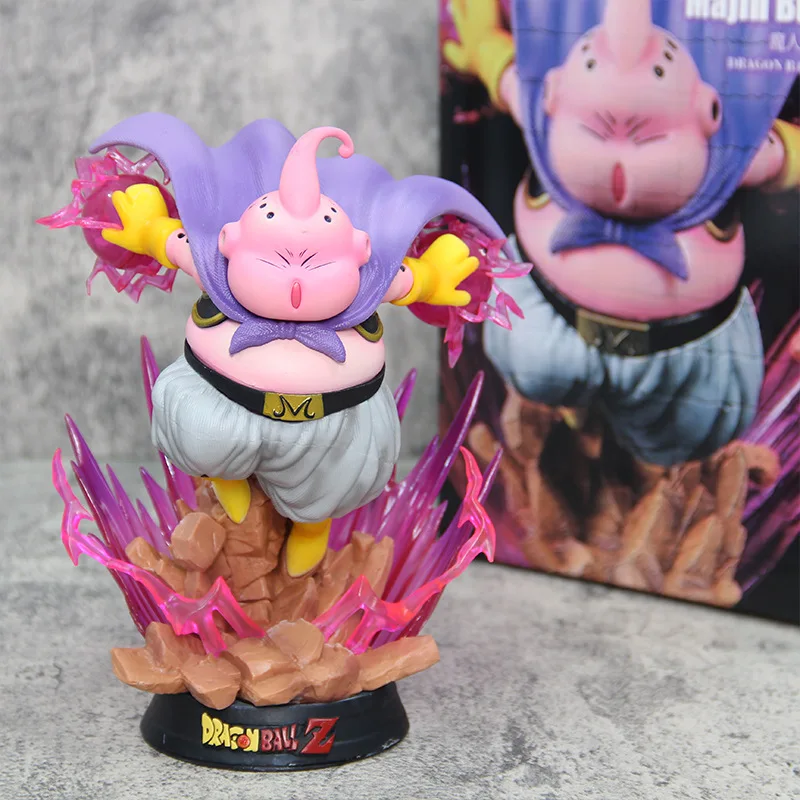 20cm Dragon Ball Z Majin Buu PVC Fat Buu Action Figures GK Statue with Light Base Ornamen Collection Model Toy for Children Gift