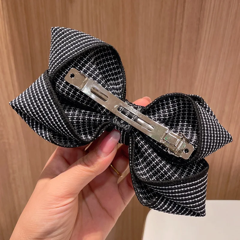 3 Pcs/Lot, Fashion Korean Hair Clips Satin Ribbon Plaid Fabric Bowknot Hair Barrettes For Women Girls Headwear Hair Accessories