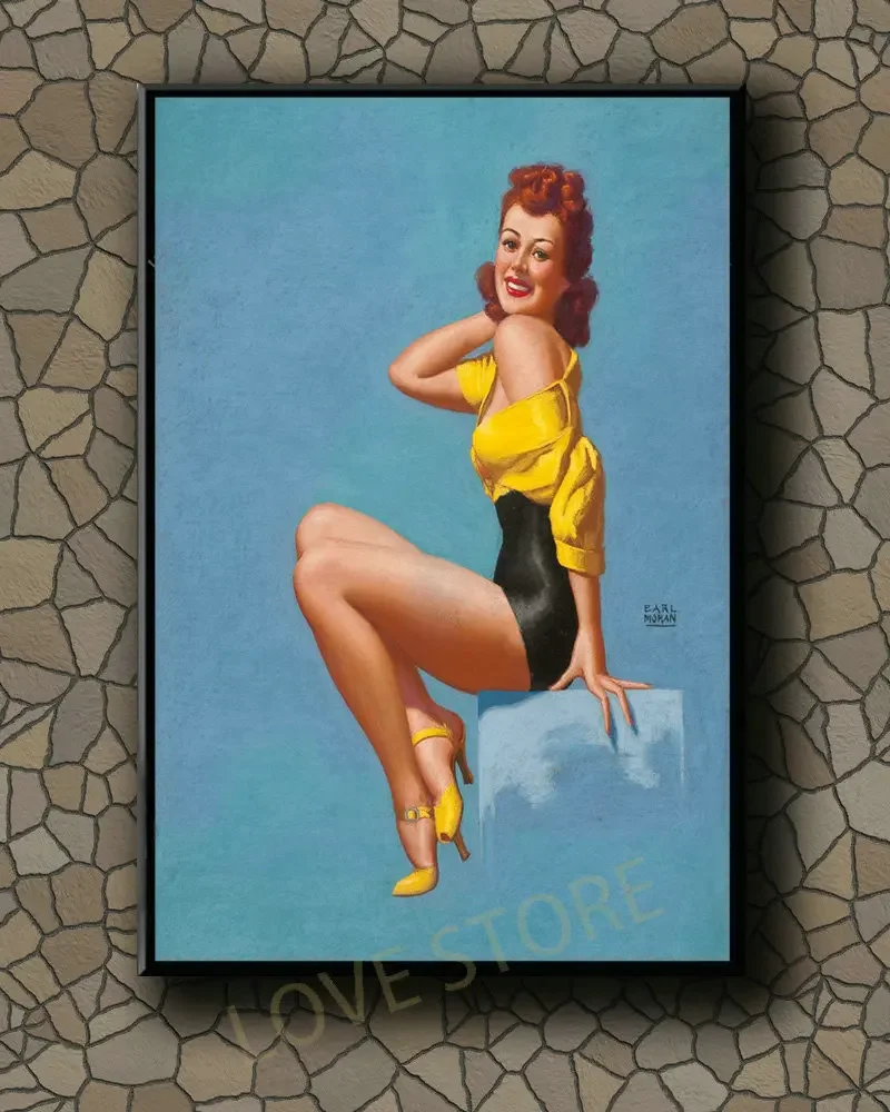 P068 Vintage Beautiful Pin-up Girl Classic Picture 187 Silk Fabric Poster Art Decor Indoor Painting Gift