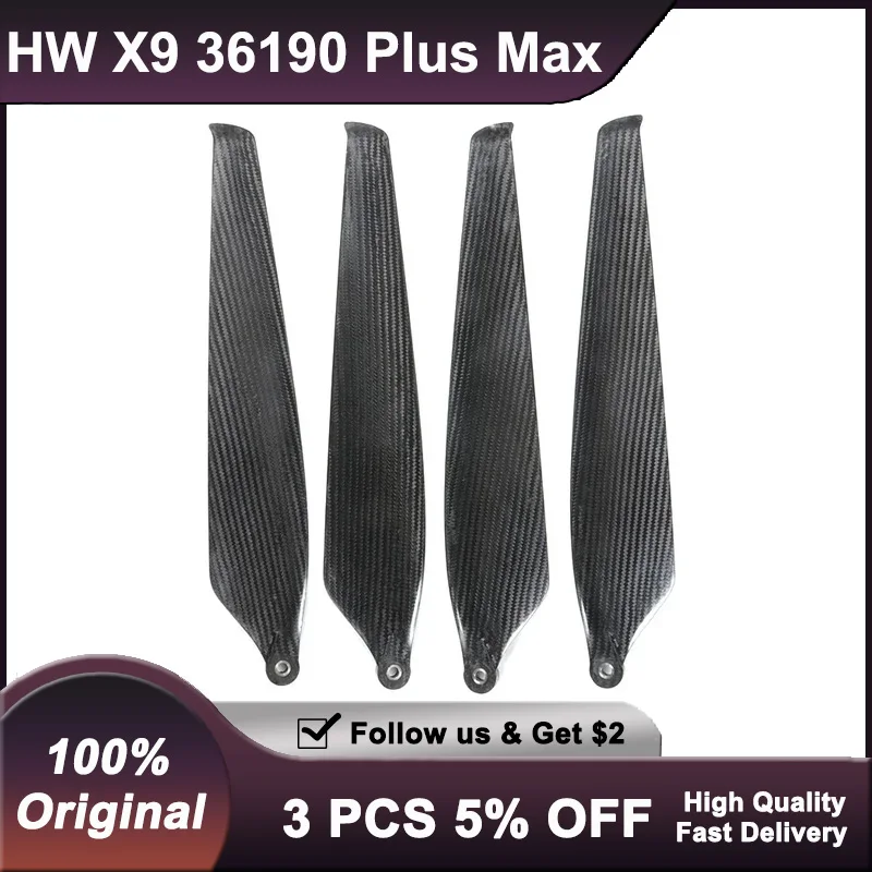 

Hobbywing 36190 Carbon Fiber Propellers for X9 Plus MAX UV Resistant Agricultural Spraying Drone Rotors