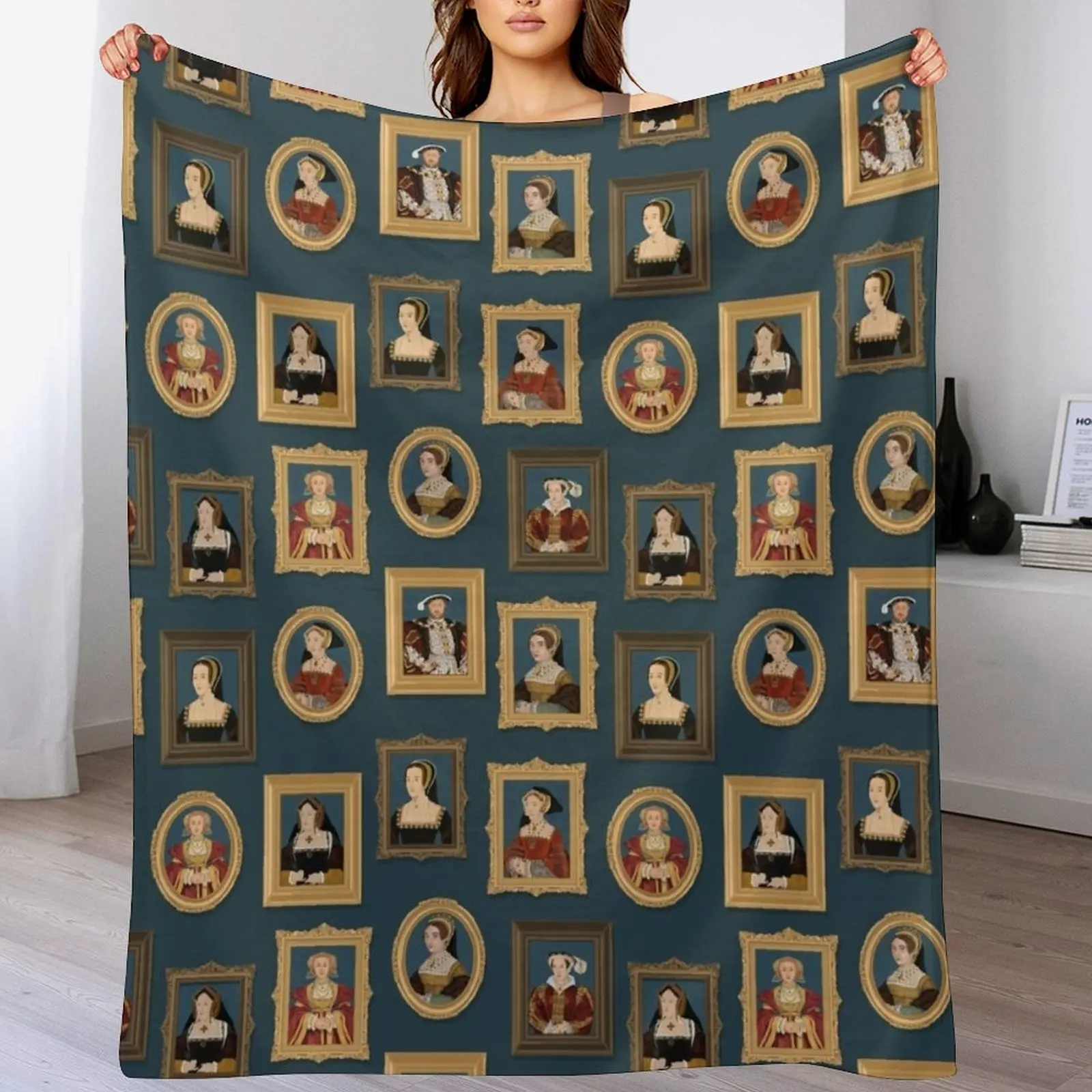 

Henry VIII's Six Wives Gallery Throw Blanket Color Fast Cozy Throw Blanket