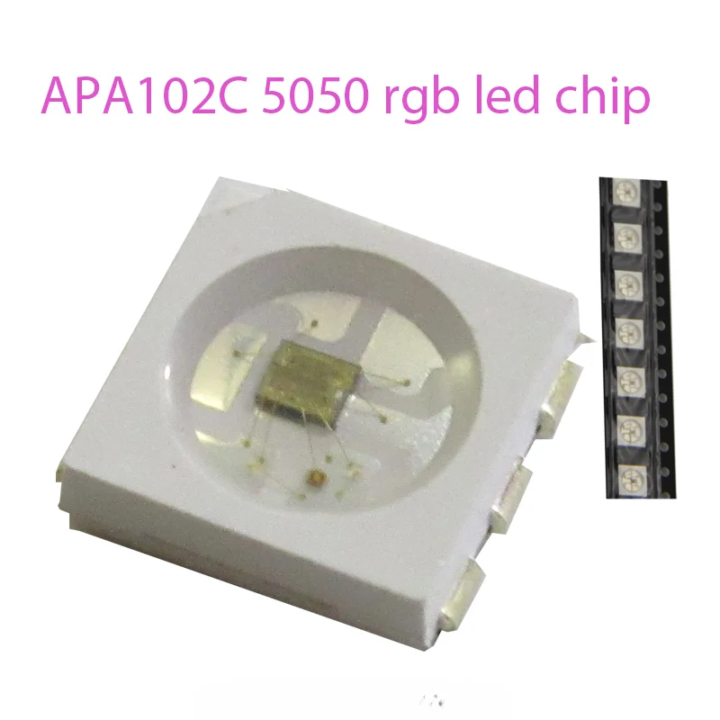 Puce LED RVB numérique à double signal adressable, Puces matérielles APA102, Usine professionnelle, SMD 5050, RVB