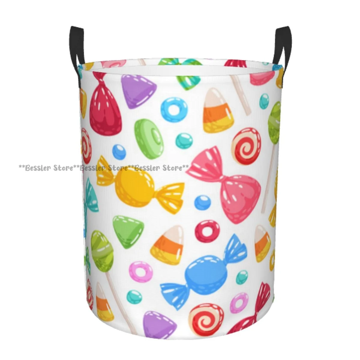 

Colorful Sweets Background Laundry Basket Folding Dirty Clothes Toys Storage Bucket Household