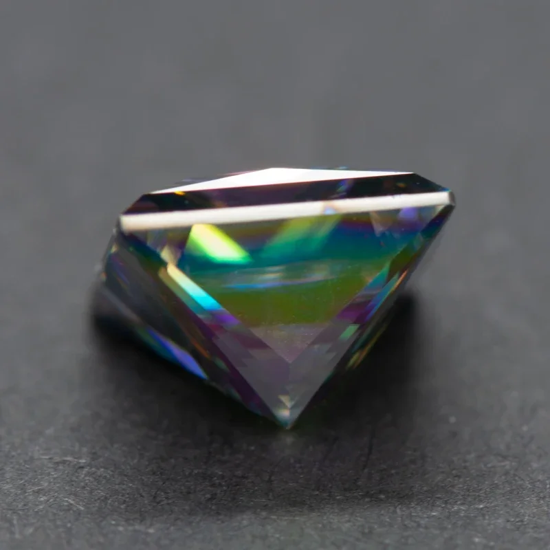 Moissanit Prinzessinnen-Schliff Regenbogen-Grüne Farbe Charms Edelstein Laborgezüchtet DIY Schmuckherstellungsmaterialien mit Zertifikat – Detail 3
