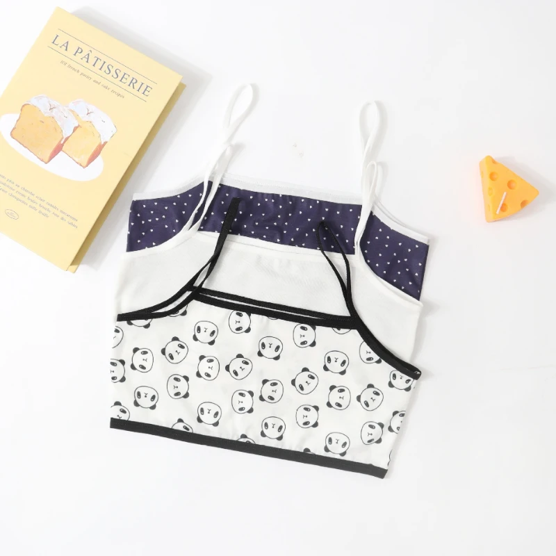 

Adolescent Girls' Simple Camisole Vest with Cute Printed Student Underwear Lightweight Breathable Soft and Comfortable Underwear