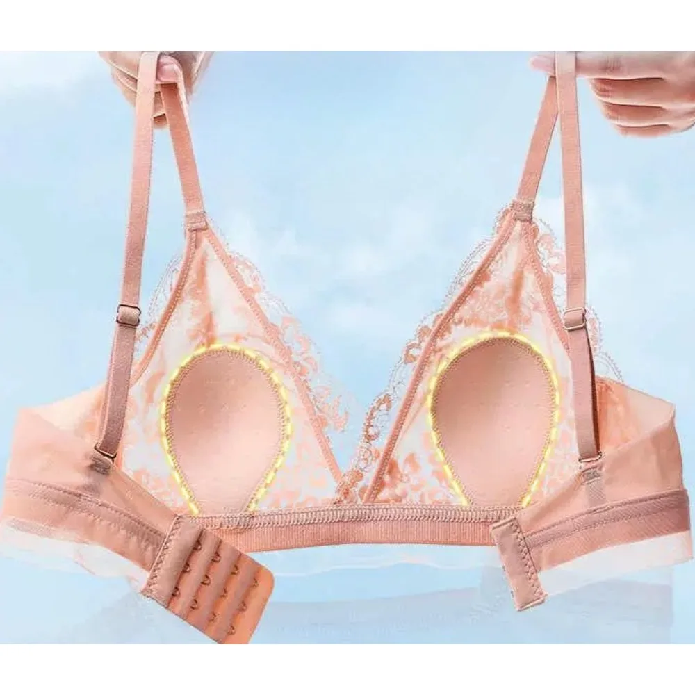 セクシーなSujetador Japonés Encaje Copa Triangular Orejas Conejo Sin Aros Acolchado Transpirable Joven Estudiante Ropa Interior 32-38