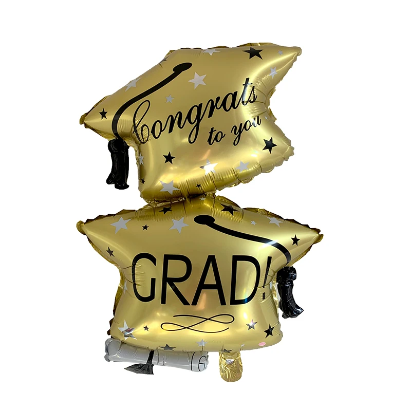Giant Graduation Balloons 2023 Congrats Grad Foil Balloon Graduation Cap Cake Toppers For School Graduation Ceremony Party Decor