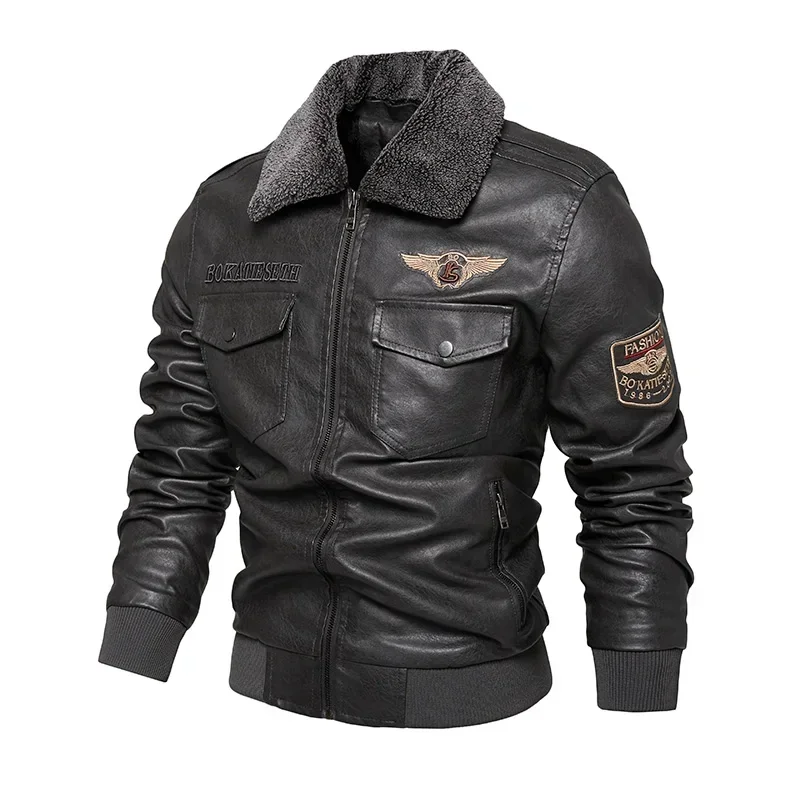 

Motorcycle Biker Jackets Slim Fit Outwear Male Black Blue Clothing Plus Size PU Casual Leather Jacket Men Spring Autumn Coat