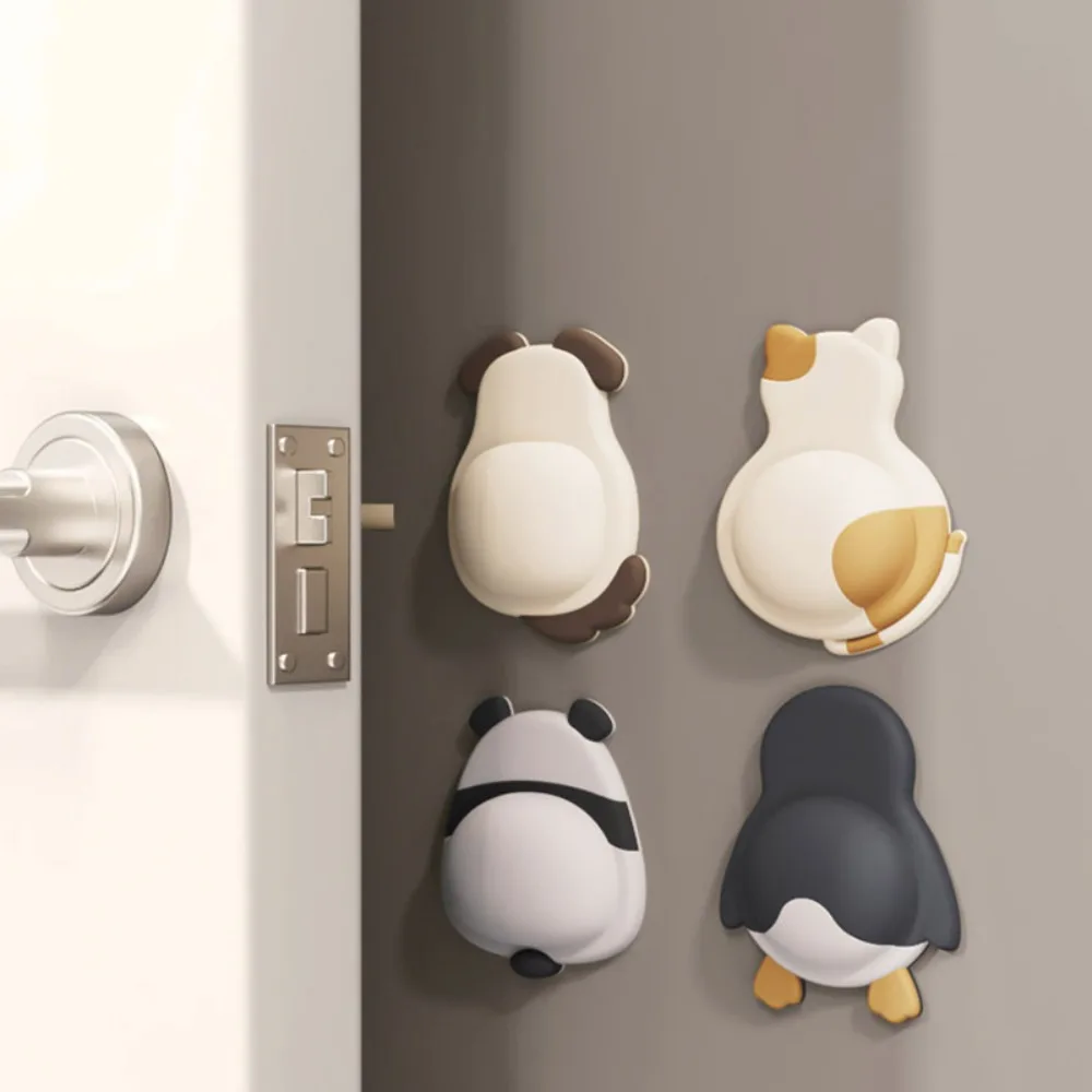 4pcs Door Stopper 3D Dog Cat Penguin Panda Self Adhesive Bumper For Furniture Door Holder Home Improvement