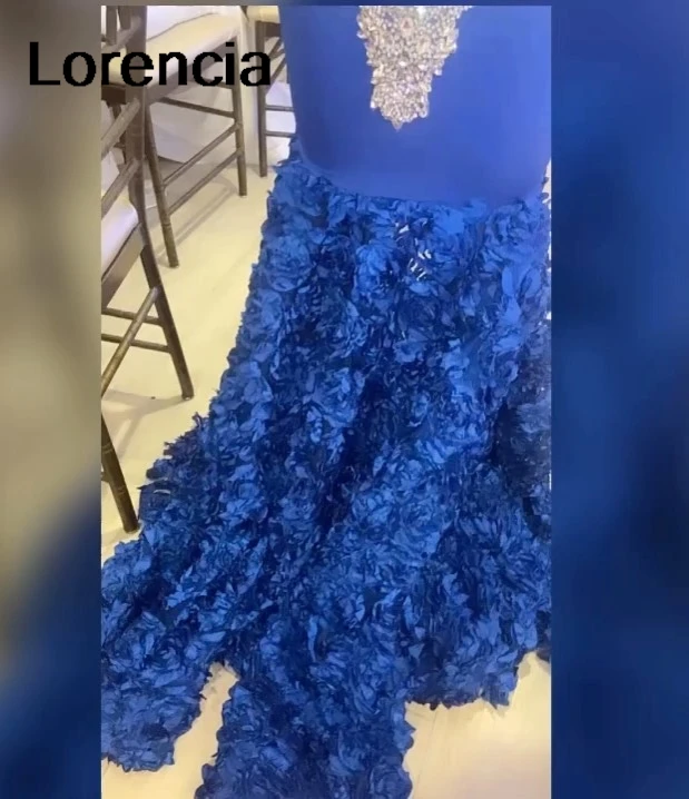 Customized Royal Blue Rhinestone Prom Dress Slay Queen For Black Girls Silver Crystal Birthday Party Vestidos De Festa YPD124