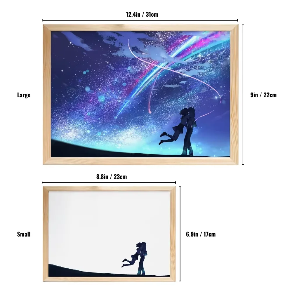 Personalized LED Anime your Name Art Light, HD Photo Frame with USB Dimming,Romantic Valentine's Day Home Decor Mood Night Light