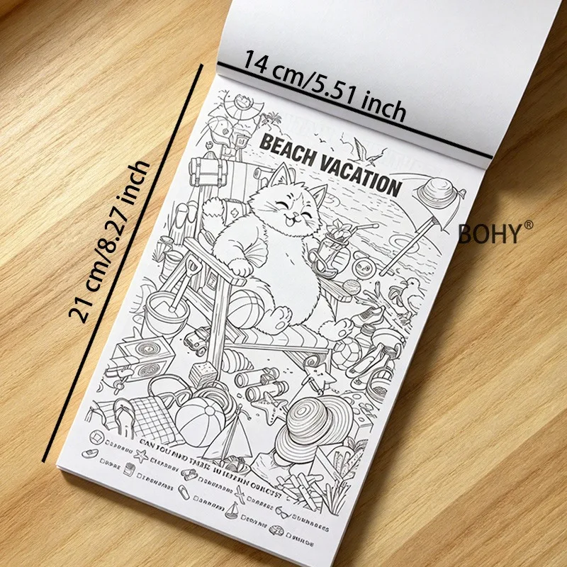 1 Observation Training Game Picture Book, with 24 Pages of Themed Scene Drafts Adult Stress Relief, Exercise Observation Skills