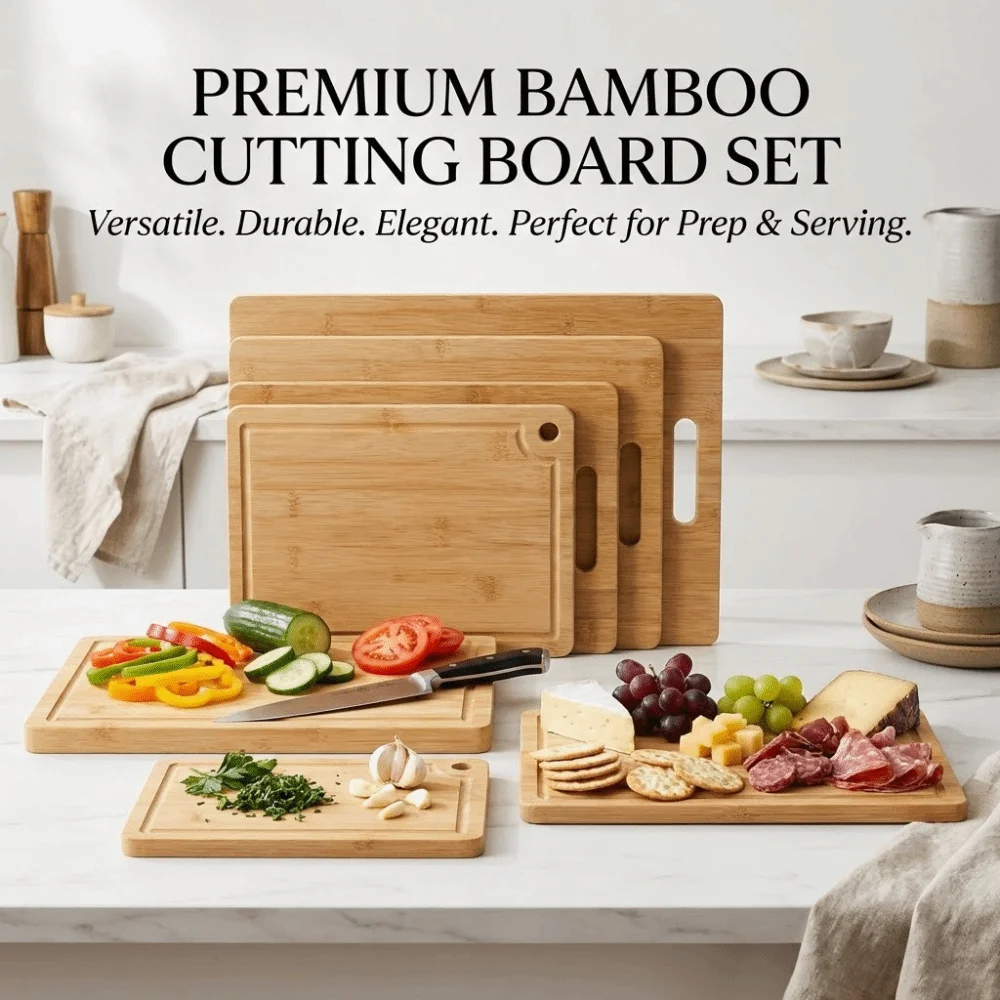 Eco-Friendly Bamboo Wooden Cutting Board Double-sided Durable Cut Meat Chopping Board Portable Cutting Board Mats Picnic