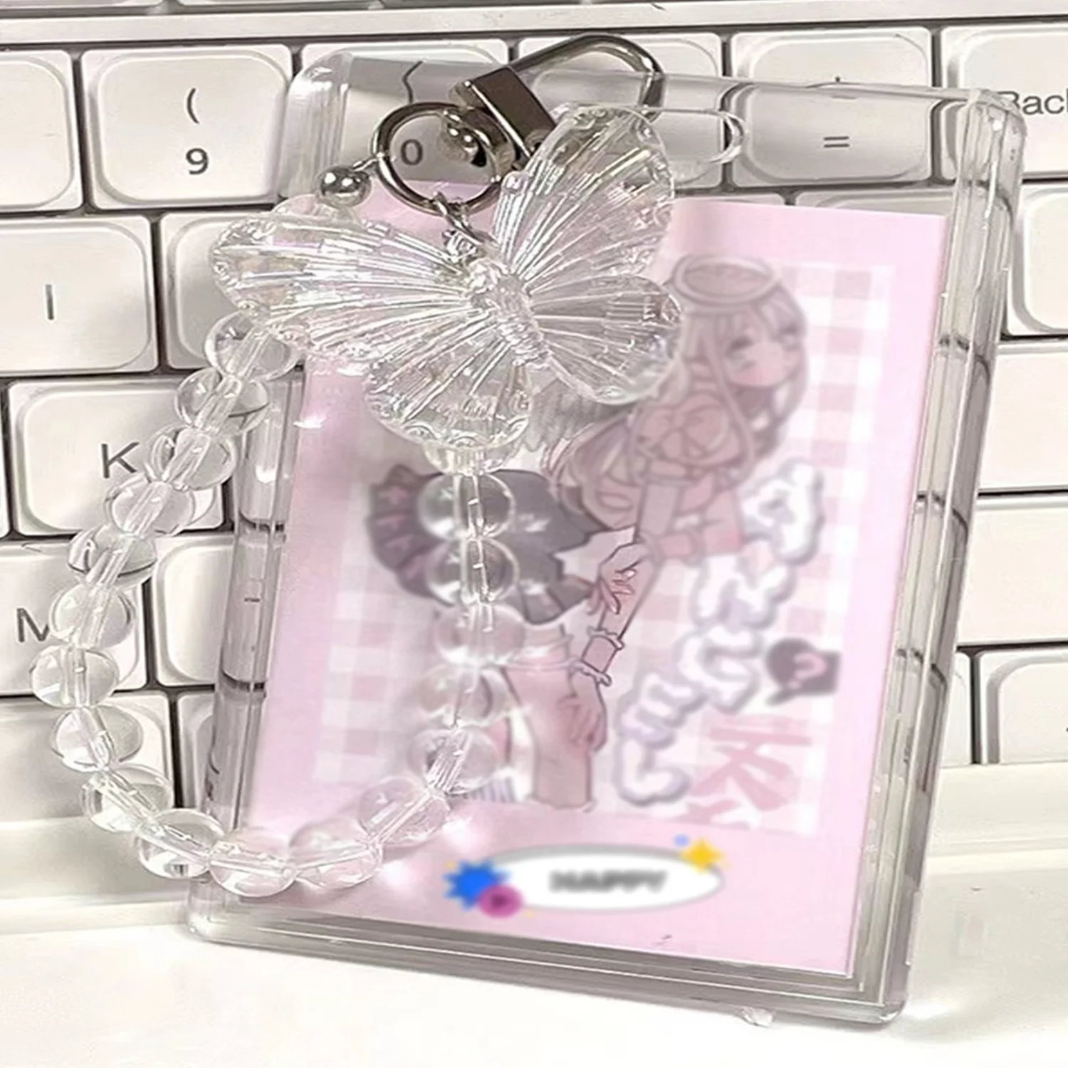 1pc Crystal  Design Photo Holder With Cardholder Protective Sleeve For Credit Card, Id Card, Bank Card, Transit Card Hanging