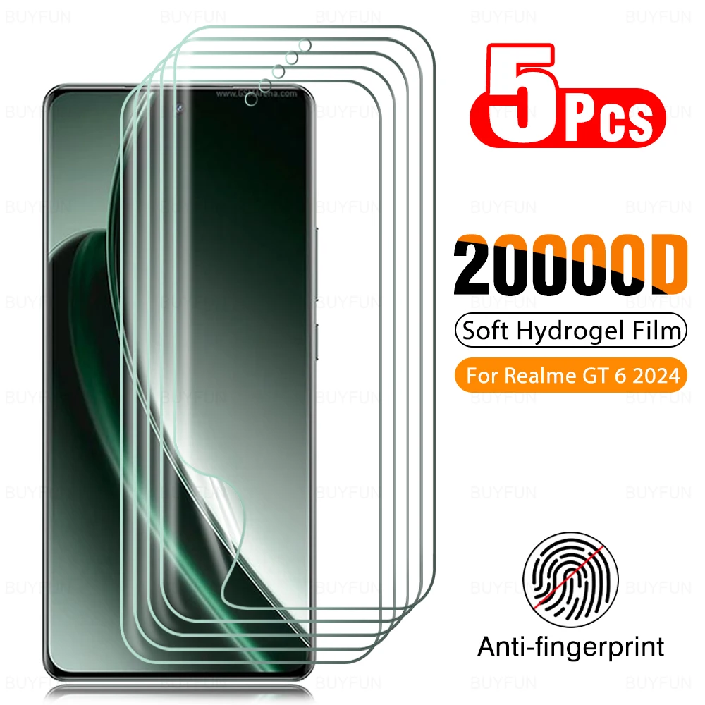 5Pieces For Realme GT 6 2024 HD Safety Soft Hydrogel Film Realmy GT6 6T GT6T Screen Protector Realmi RealmeGT6T 6.78 Not Glass