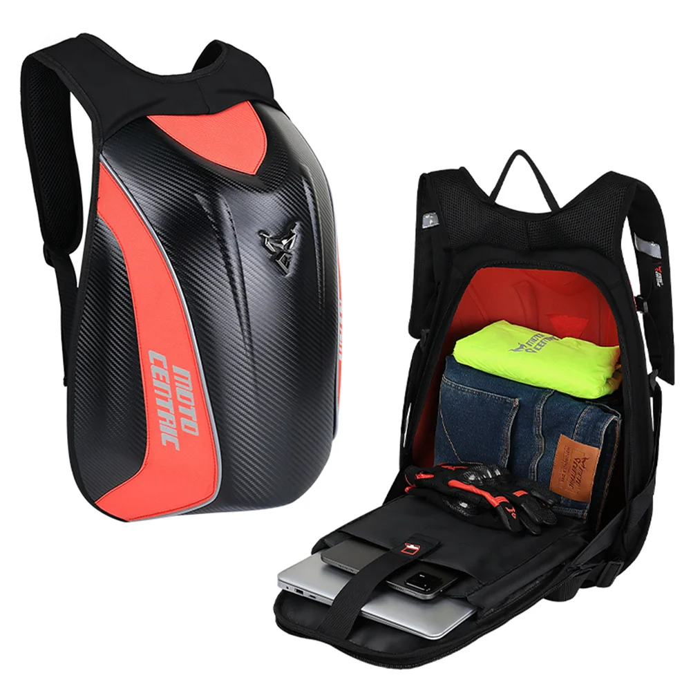 

MOTOCENTRIC Large Capacity Motorcycle Backpack Waterproof Carbon Fiber Reflective Hard Shell Motocross Helmet Bag for Men Women