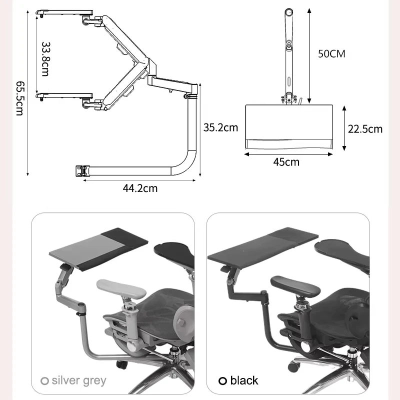 BL-OK010S Full Motion Chair Clamp Keyboard Holder Laptop Desk+ Square Mouse Pad +Chair Arm Clamp Elbow Wrist Support Mouse Pad