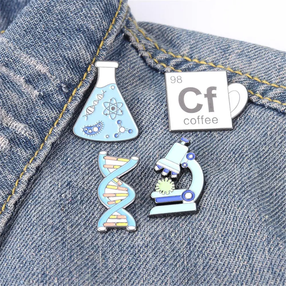 For Backpack Bag Chemical Molecular Microscope Enamel Pin Badges Brooches Science